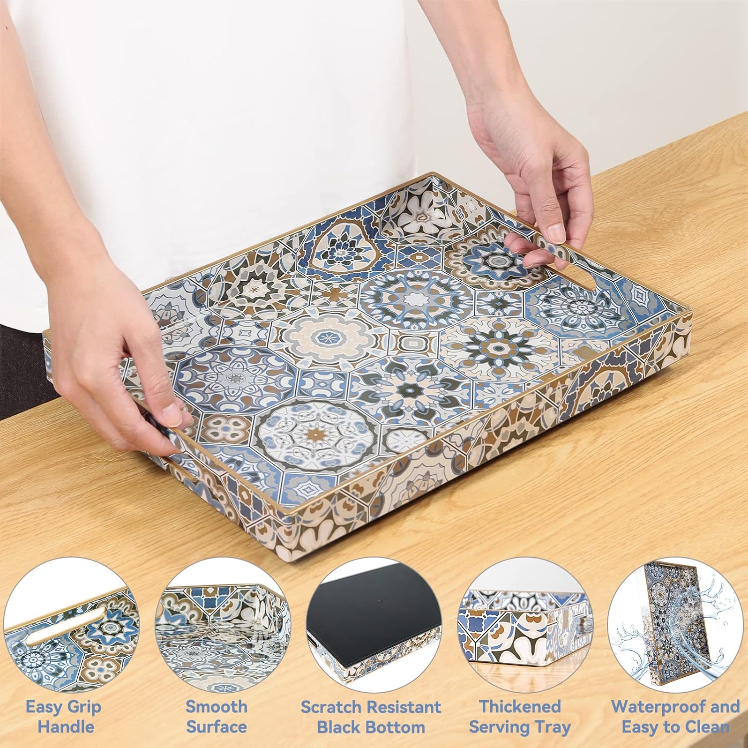 Serving Tray / 15.7 x 11.8 x 1.6 / Bohemian Blue / Set of 2