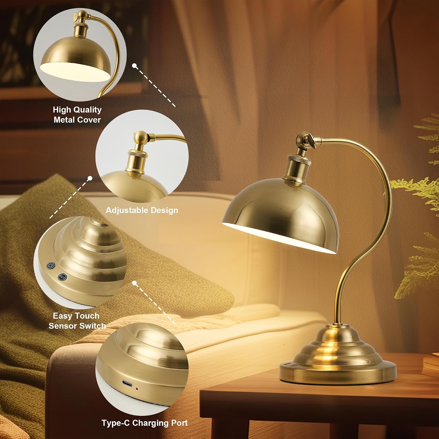 Battery Operated Desk Lamps / Brass