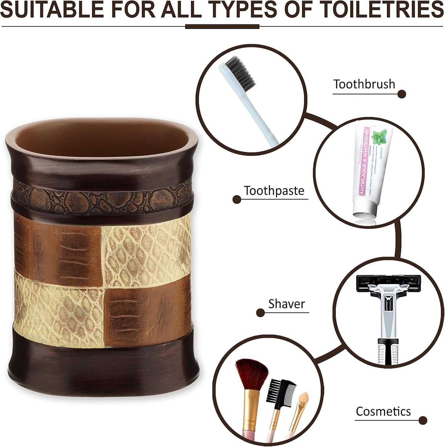 Zahari Home 4pc Zambia Stylish Bathroom Accessories Set Soap Pump, Tumbler, Tooth Brush Holder and Soap Dish Modern