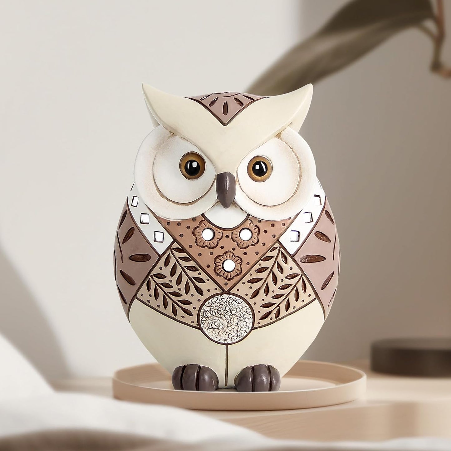 Animal Statues / Owl Statue Home Decor Accents / Beige
