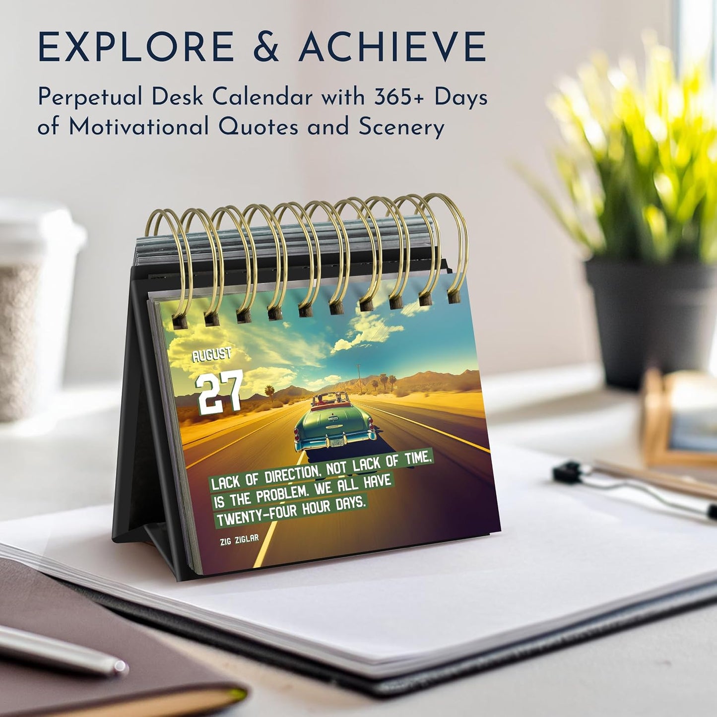 Inspirational Gifts for Men, Motivational Desk Calendar, 366 Daily Quotes | Office Gifts for Men, Perpetual