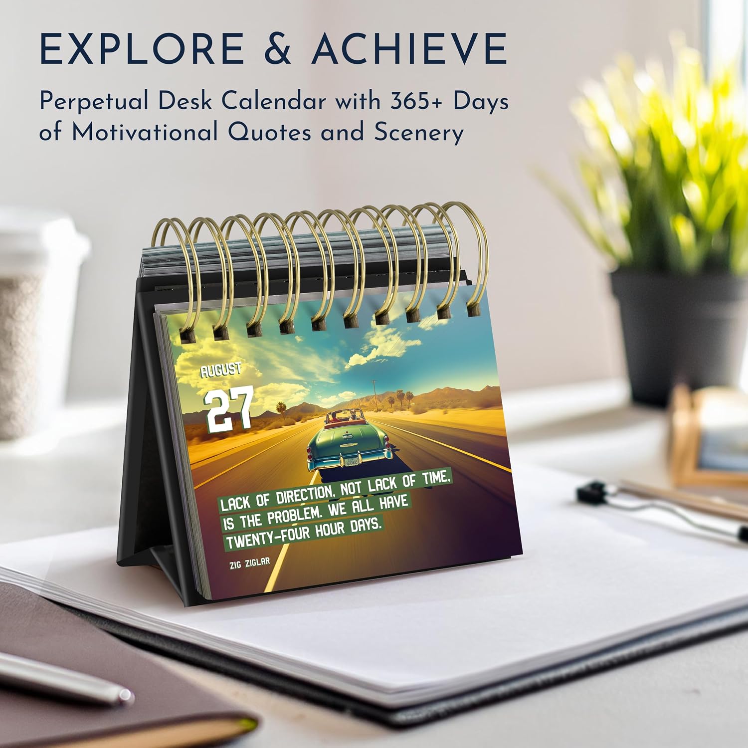 Inspirational Gifts for Men, Motivational Desk Calendar, 366 Daily Quotes | Office Gifts for Men, Perpetual