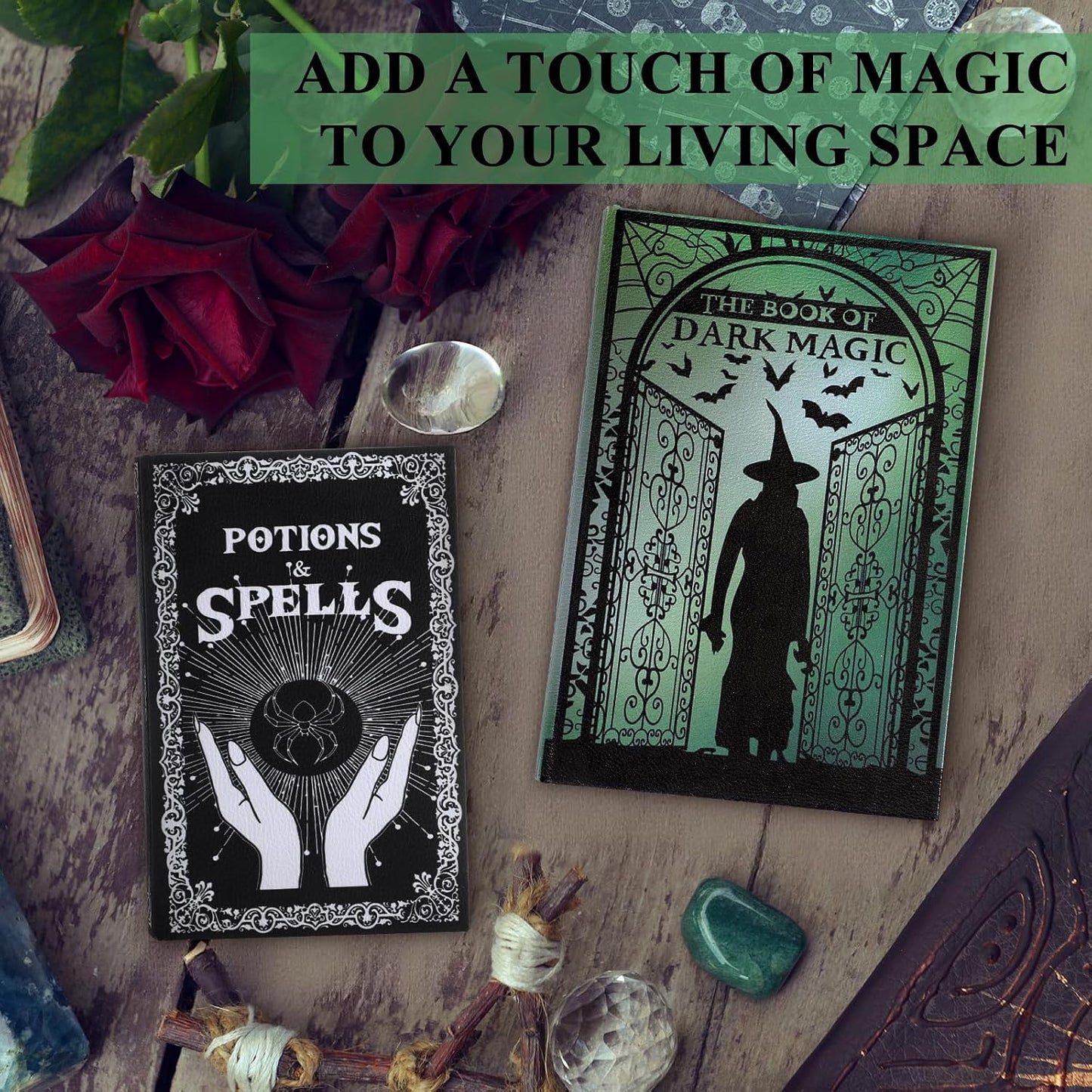 Magic Nesting Halloween Books Decoration Witch Potion Dark Magic Pattern Spooky Holiday / Set of 2