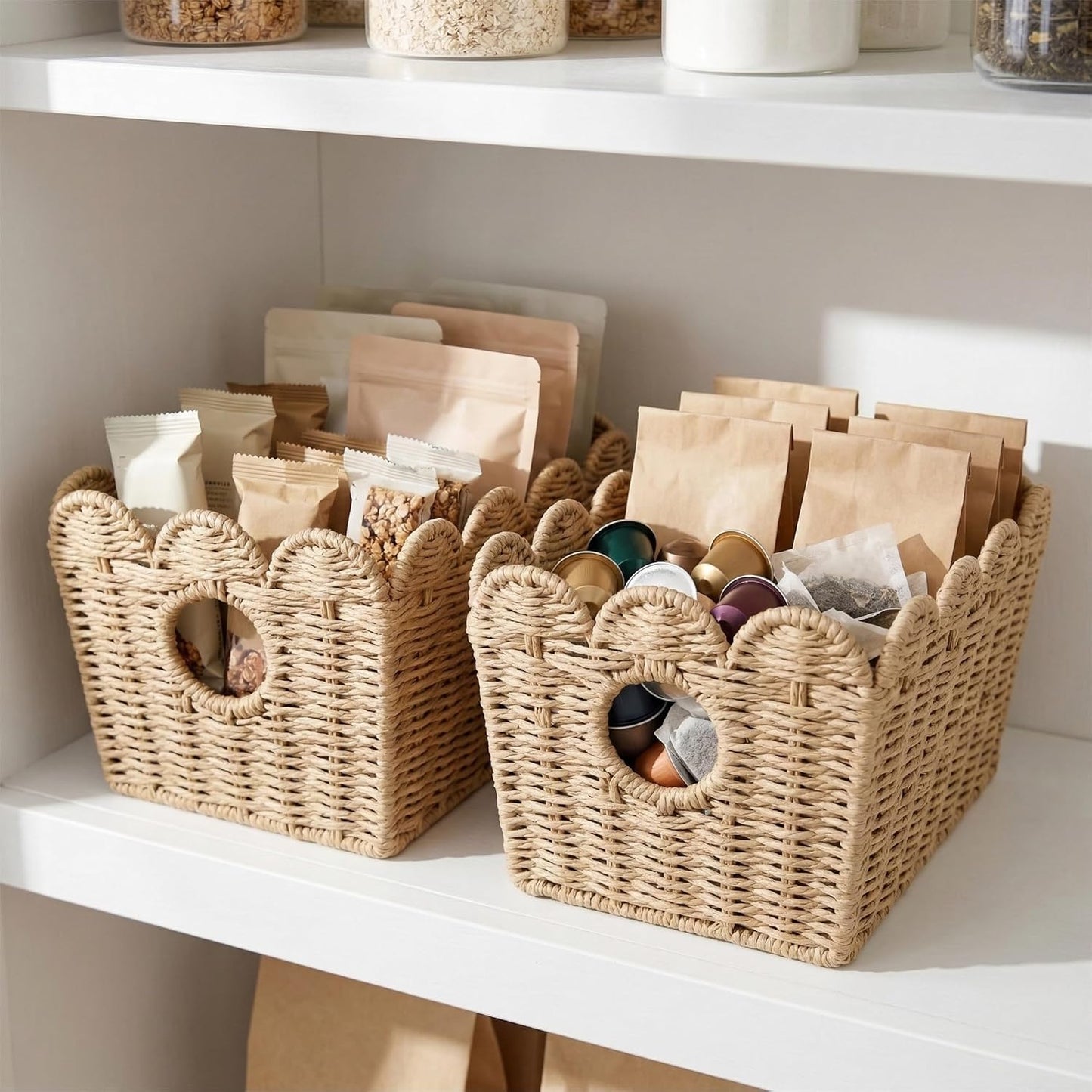 Scalloped Wicker Baskets / Set of 2