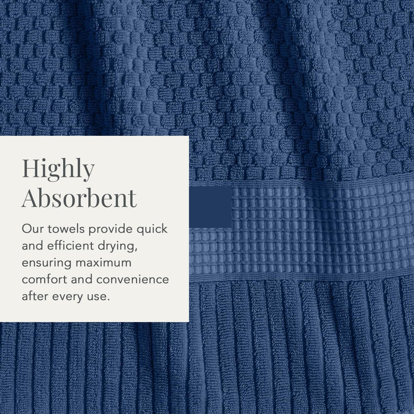 NY Loft 100% Cotton 6-Piece Bath Towel Set | Navy | Oeko-TEX | Quick-Dry | 30" x 52" Bath Towels | 16" x 28" Hand