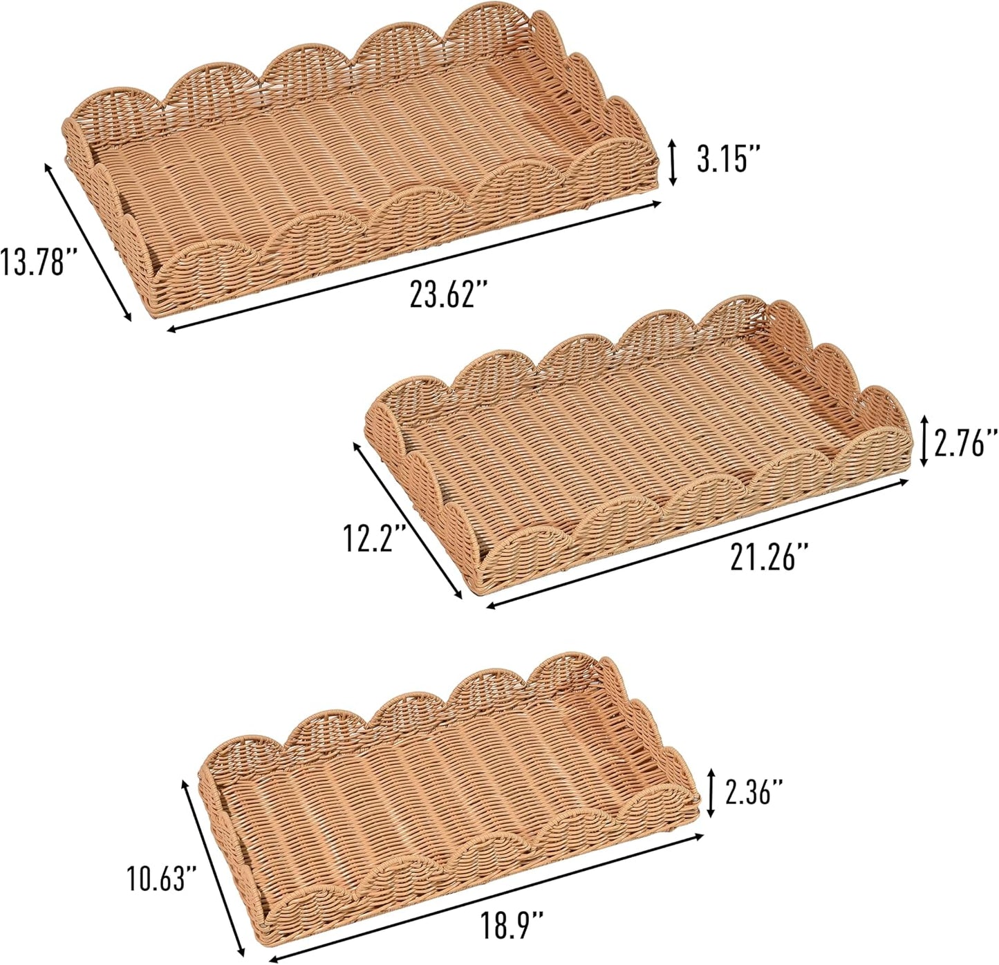 TRY2001A- Parker Southwestern Cottage / 23.62 In. W x 13.78 In. D x 3.15 In. H / Brown / Set of 3