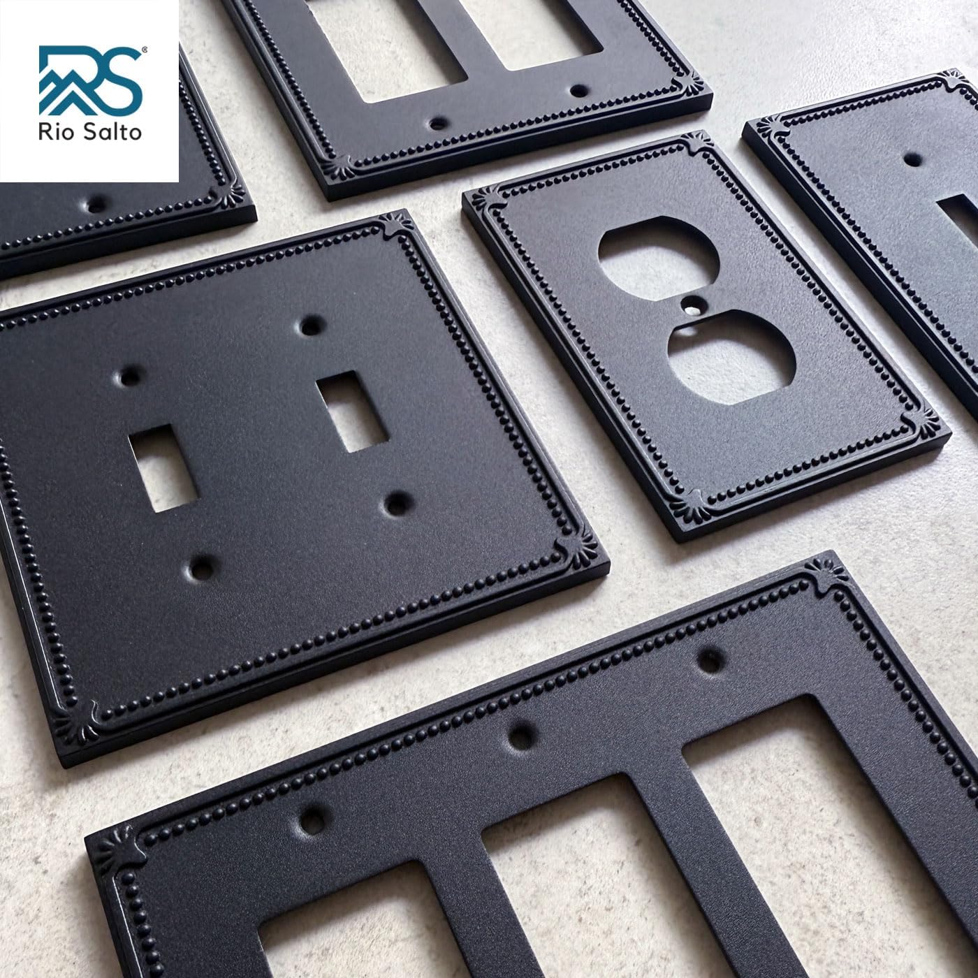 Rio Salto Rocker Light Switch Cover Plate Decorator Paddle GFCI Outlet Covers Wall Plate Electrical Socket Matte Black