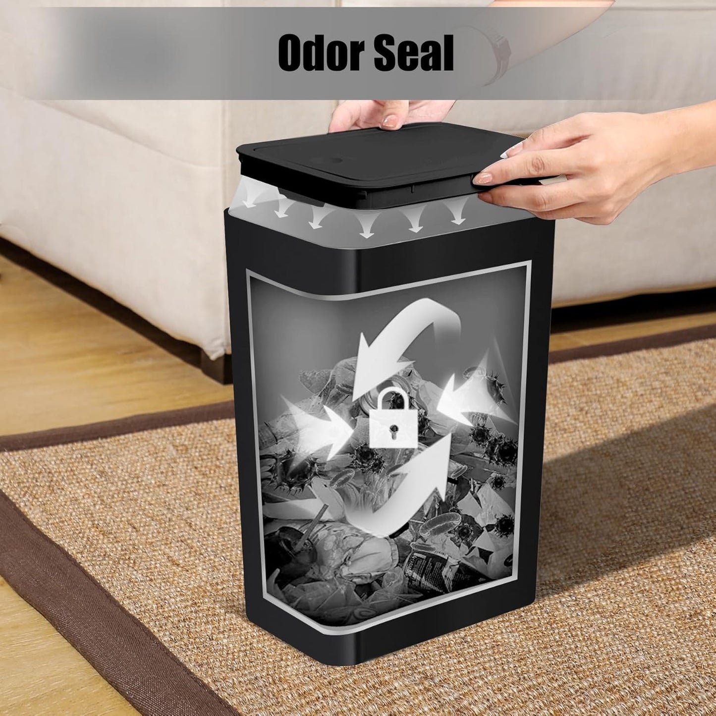 Small Trash Bin Waste Basket / Black