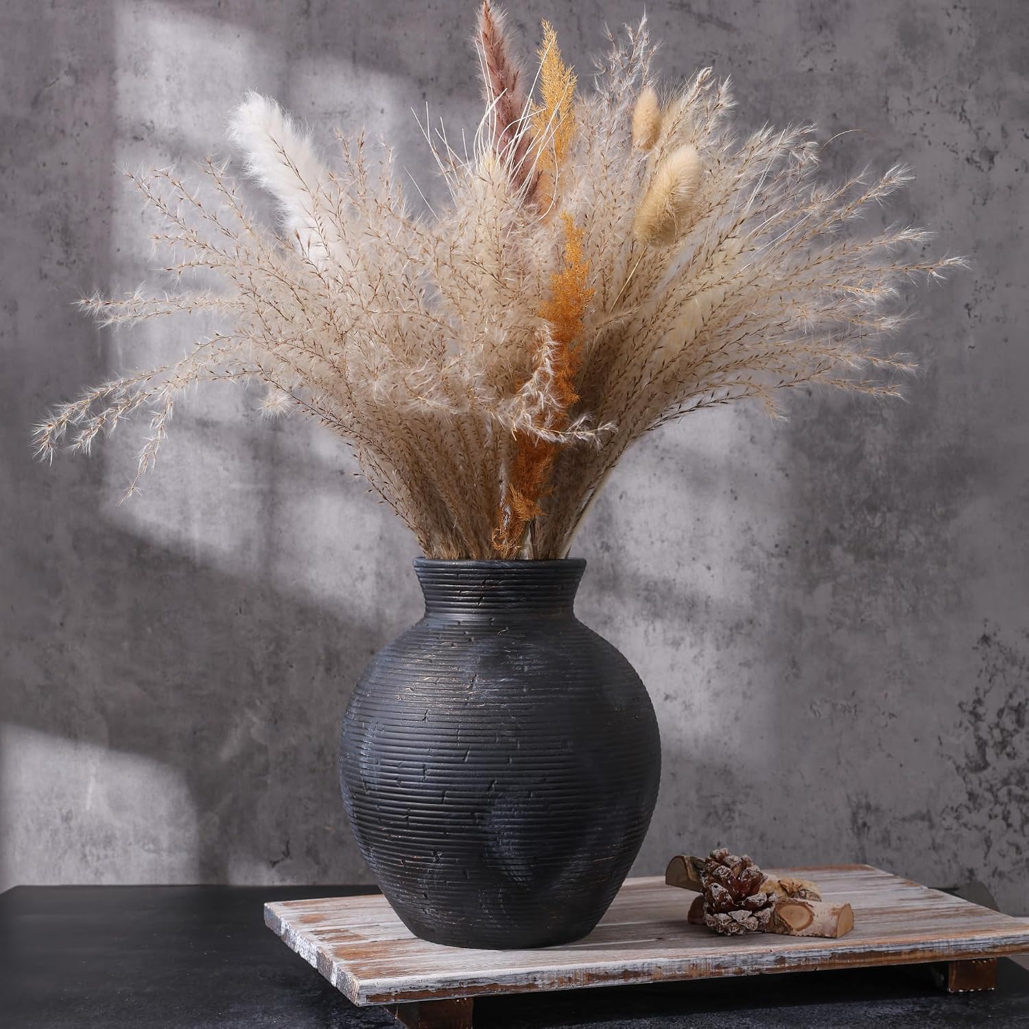 Ceramic Flower Vase Home Decor / 7.4 In - Black Gold / 7.4 Inch