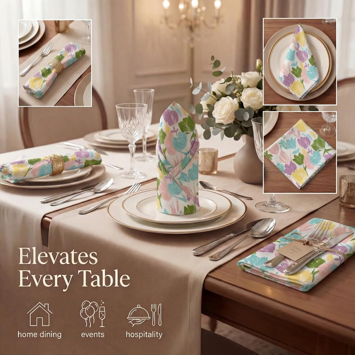 Urban Villa Cloth Napkins Cotton 20x20 (Set of 12) Tulip
