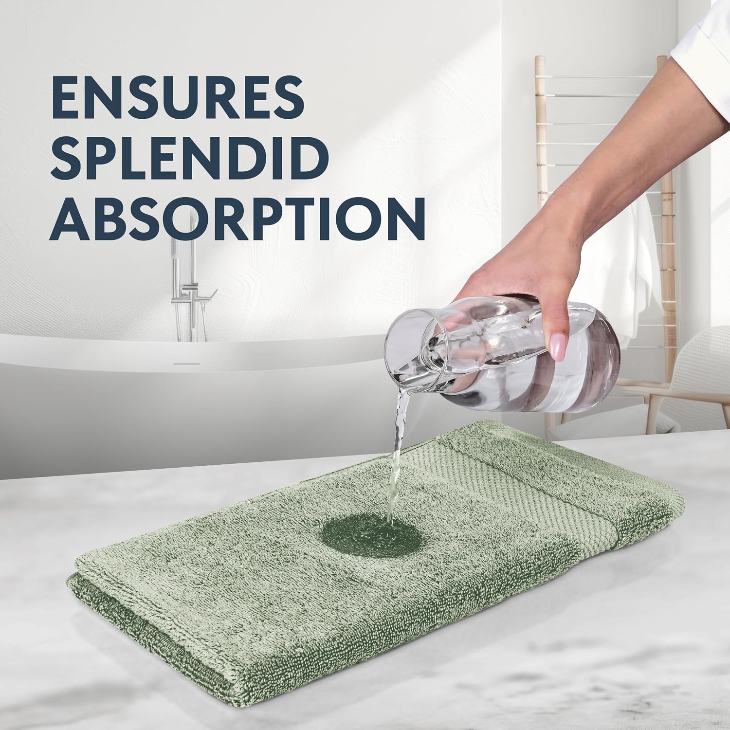 White Classic Luxury Mint Green Hand Towels - Soft 100% Turkish Cotton | Highly Absorbent Hotel spa Bathroom Towel