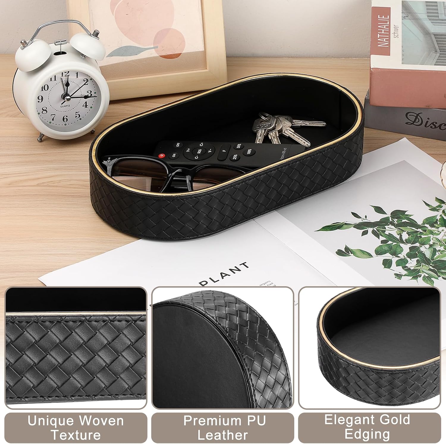 PU Leather Tray / 11 x 5.9 x 2 / Black