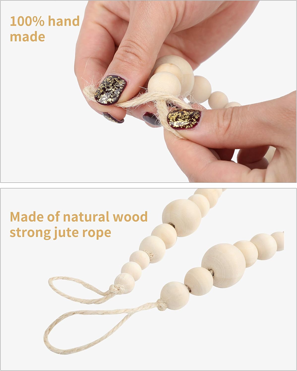 Wooden Beads Garland / Natural / 84 Inch