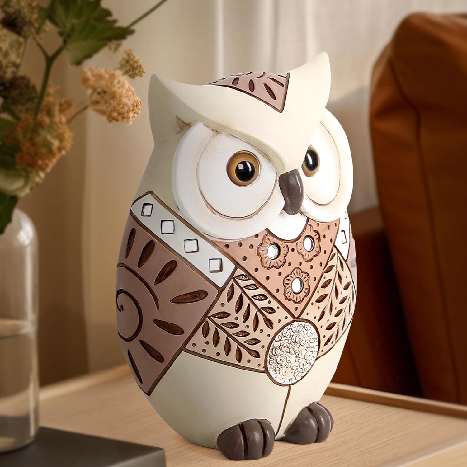 Animal Statues / Owl Statue Home Decor Accents / Beige
