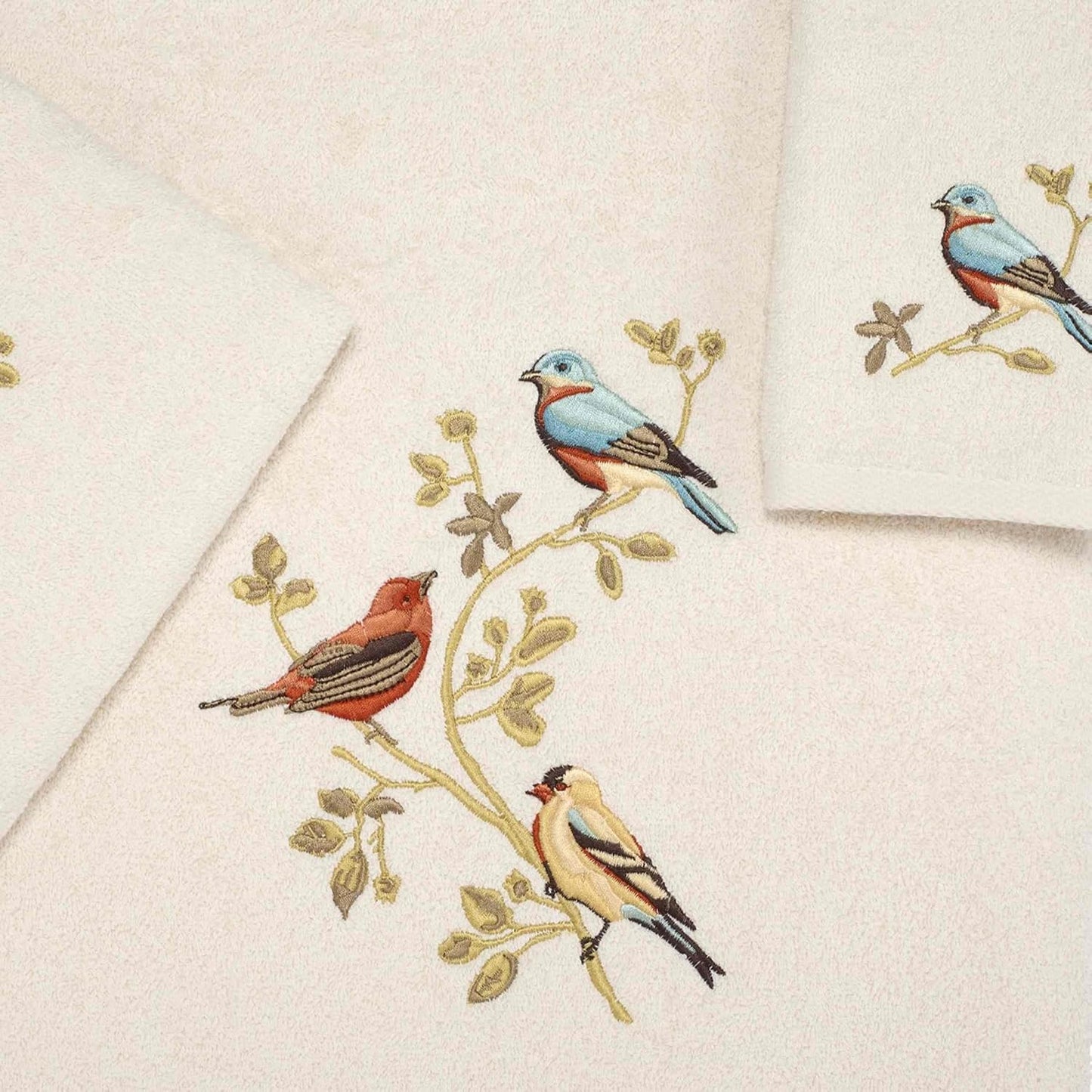 Avanti Linens - 3pc Towel Set, Soft & Absorbent Cotton Towels (Premier Songbirds Collection) | 100% Cotton, 3-Piece