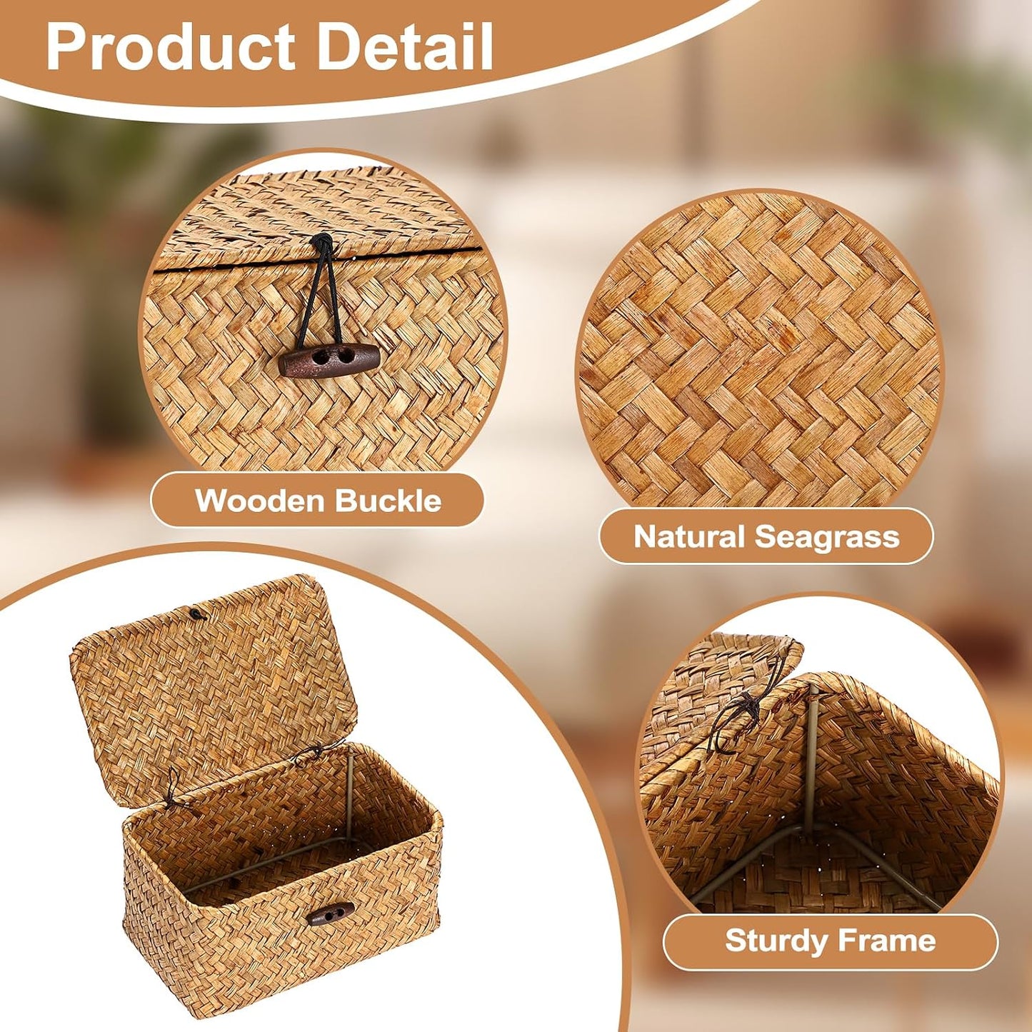 Mini Seagrass Basket / 7.0 x 4.3 x 3.3 / Caramel Color