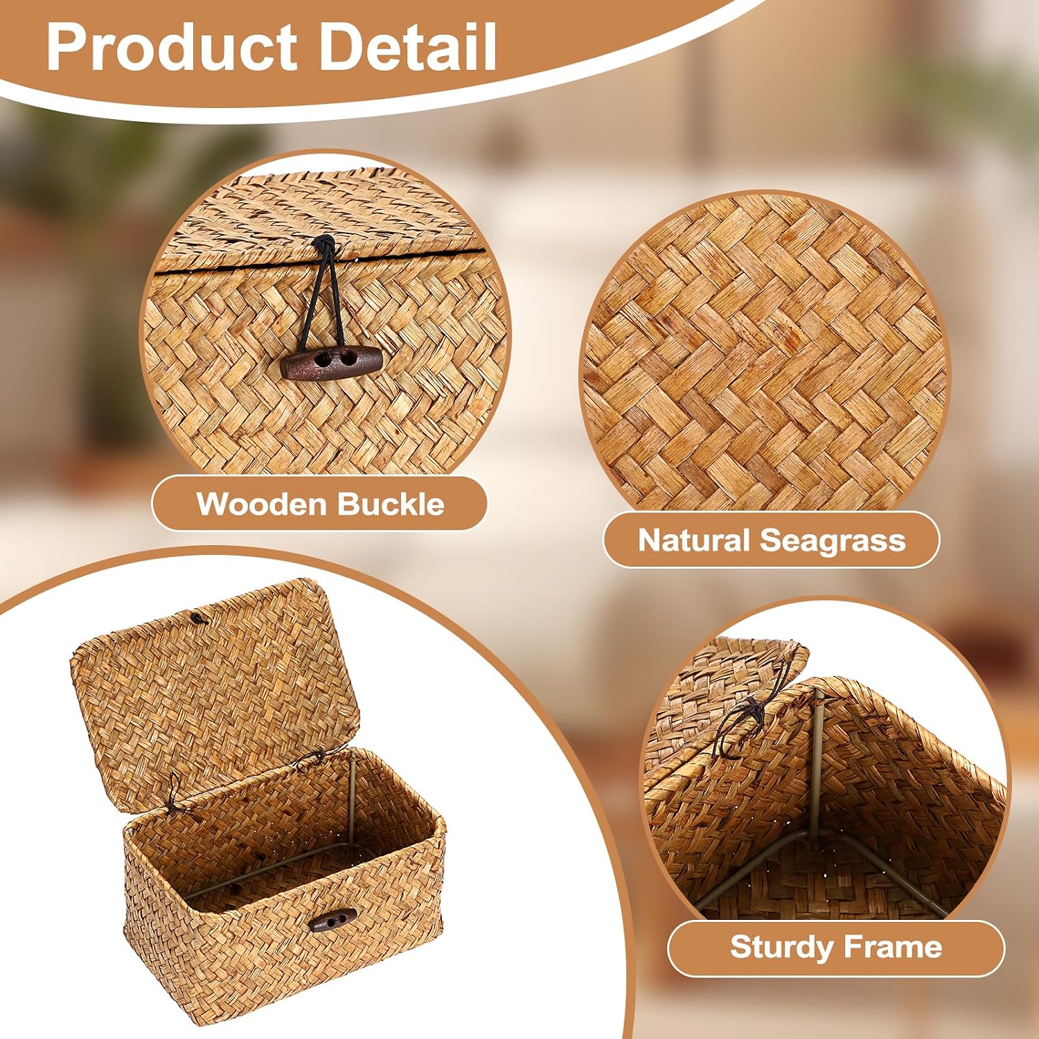 Mini Seagrass Basket / 7.0 x 4.3 x 3.3 / Caramel Color