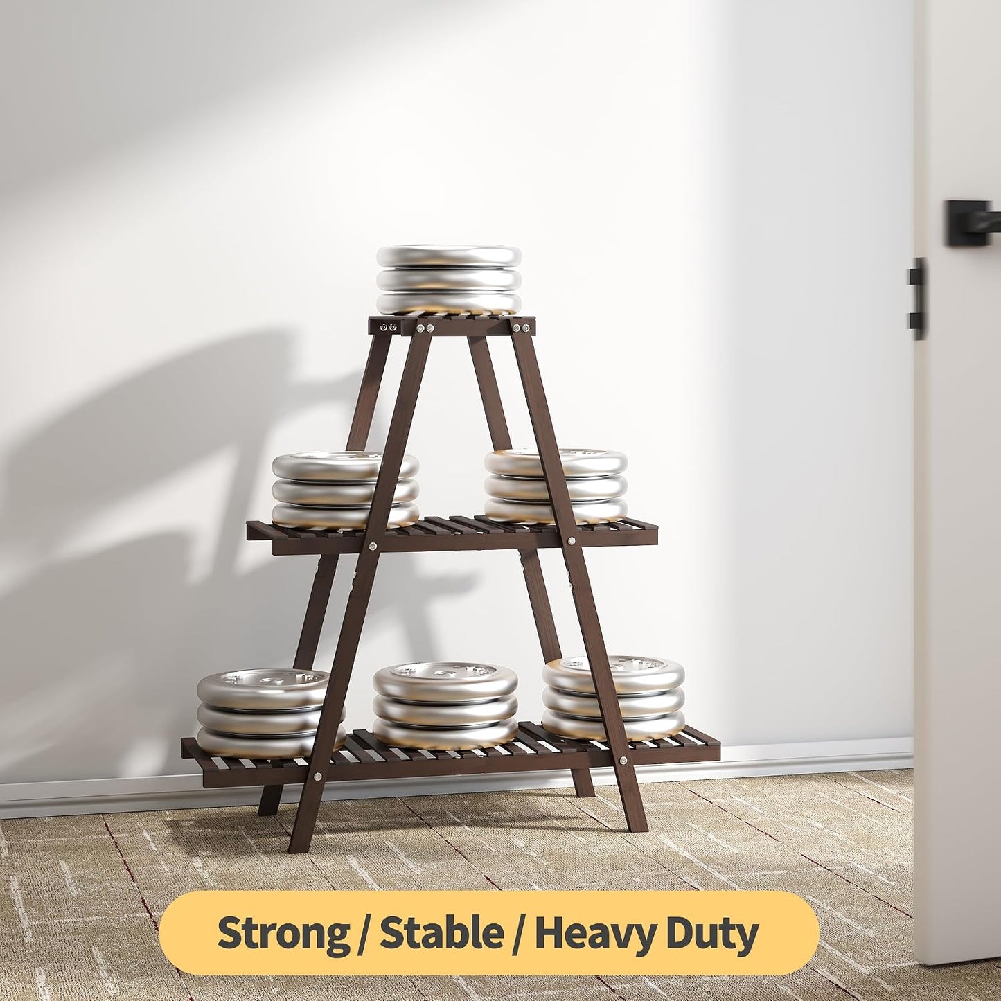 Plant Stand Indoor, Outdoor bamboo Plant Rack for Multiple Plants, 3 Tier 8 Potted Flower Holder Ladder,Plant Shelf