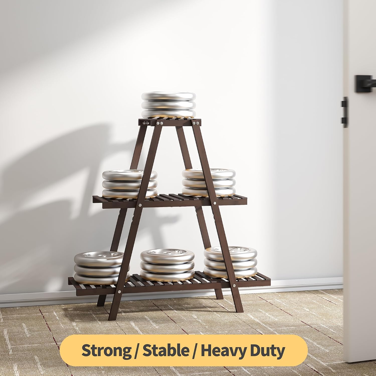 Plant Stand Indoor, Outdoor bamboo Plant Rack for Multiple Plants, 3 Tier 8 Potted Flower Holder Ladder,Plant Shelf