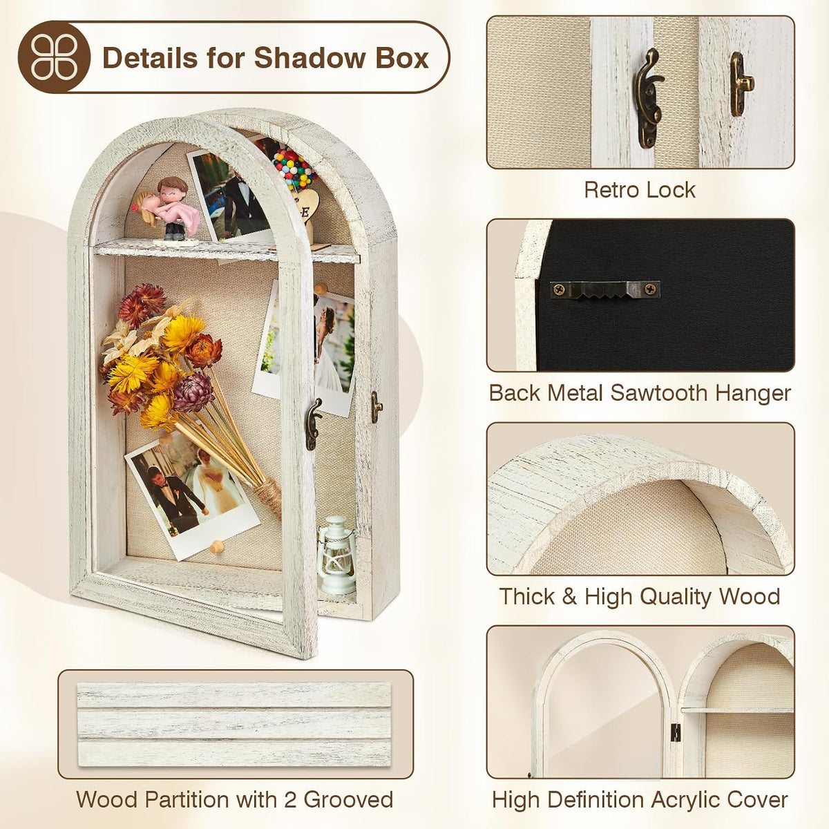 DGWJSU Shadow Box Frame 10x16 Large Shadow Boxes Display Cases with Linen Back and Removable Shelves, Picture Frame