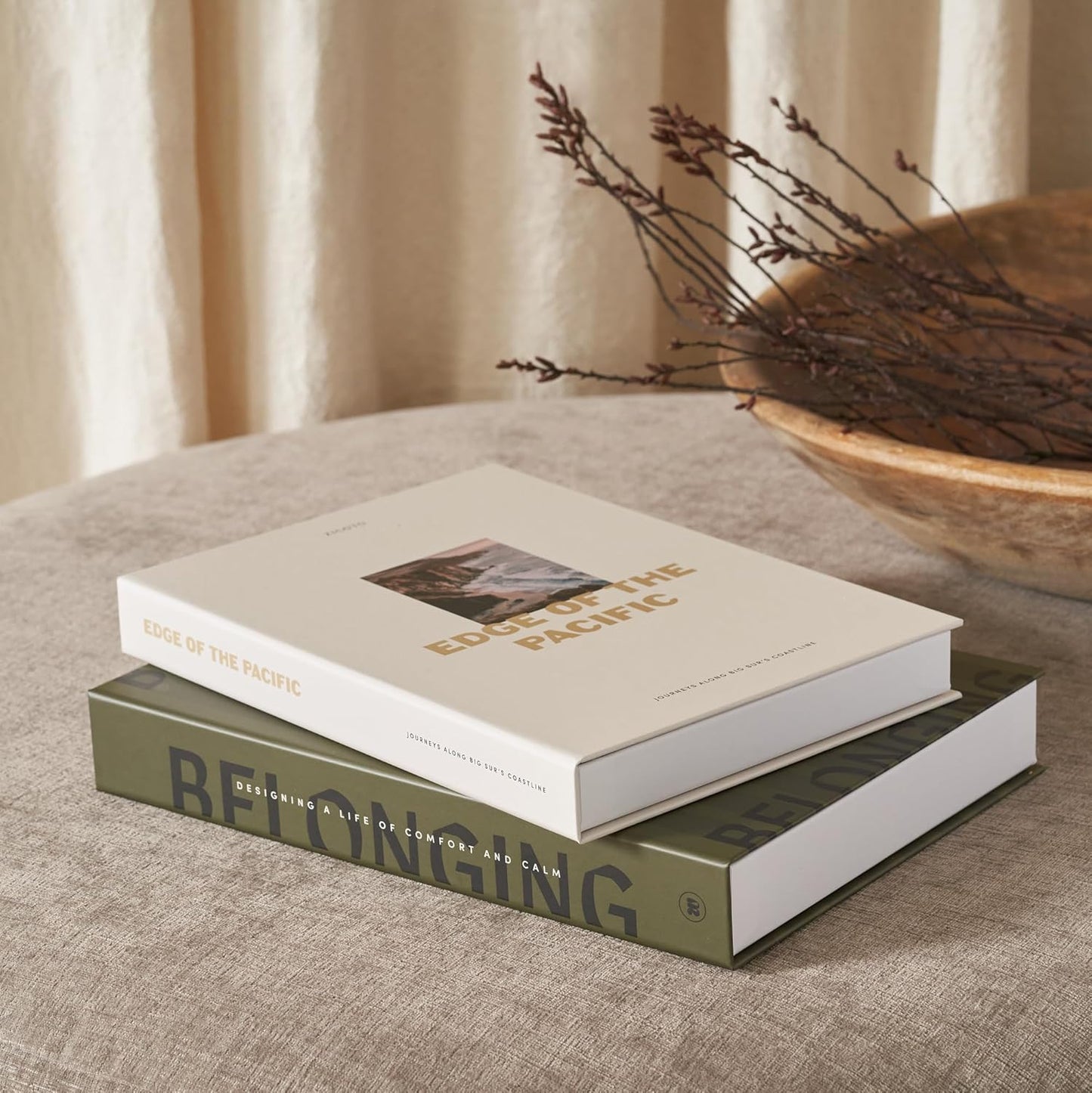 Decorative Books / Boxes Coffee Table / Olive & Cream / Set of 2