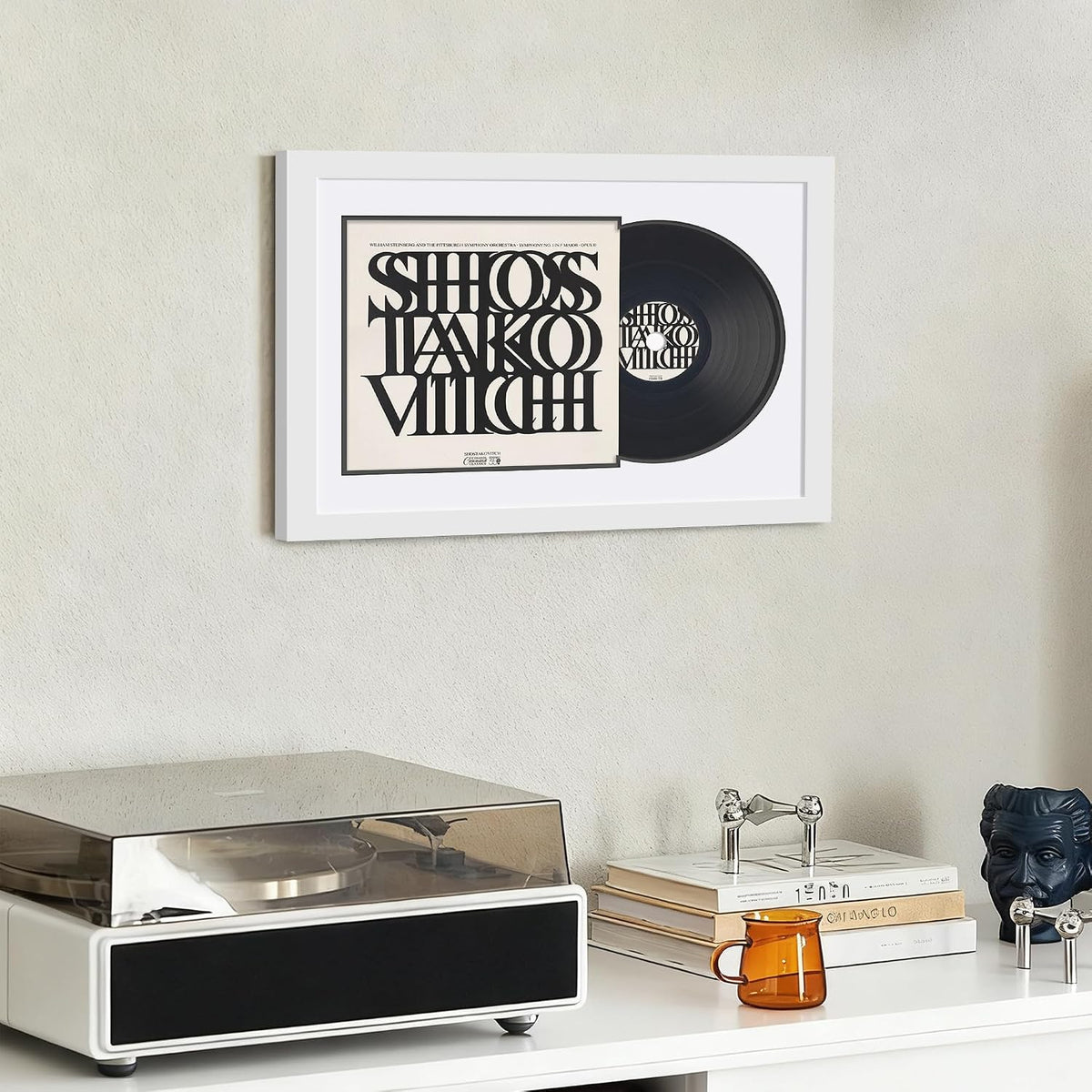 DUENPY 16x22 Vinyl Frame For 12.5x12.5 Cover Black Mat White | Displays 12.5x12.5 Album Cover Art, Supports Wall