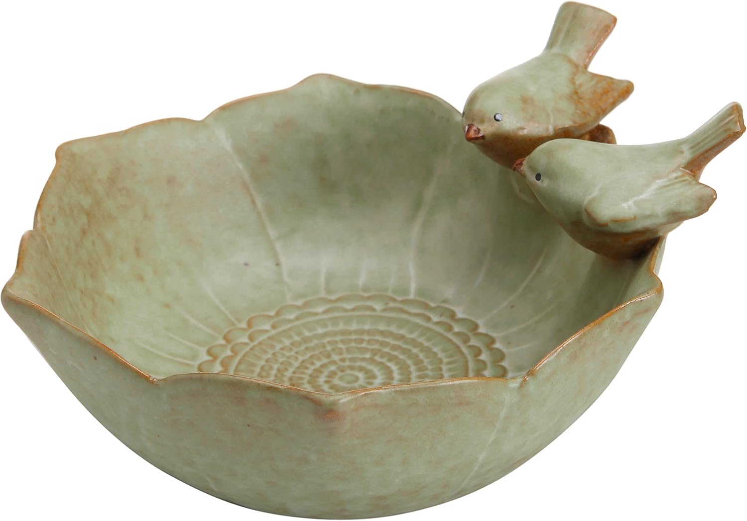 Decorative 2 Birds Garden Design Ceramic Serving Bowl/Jewelry Tray/Candy & Nut Dish / Green