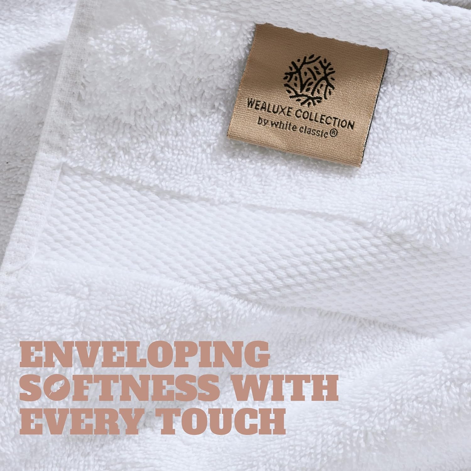 White Bath Towels 24x50 Inch, 6 Pack - Extra Absorbent Cotton Towel Set for Bathroom