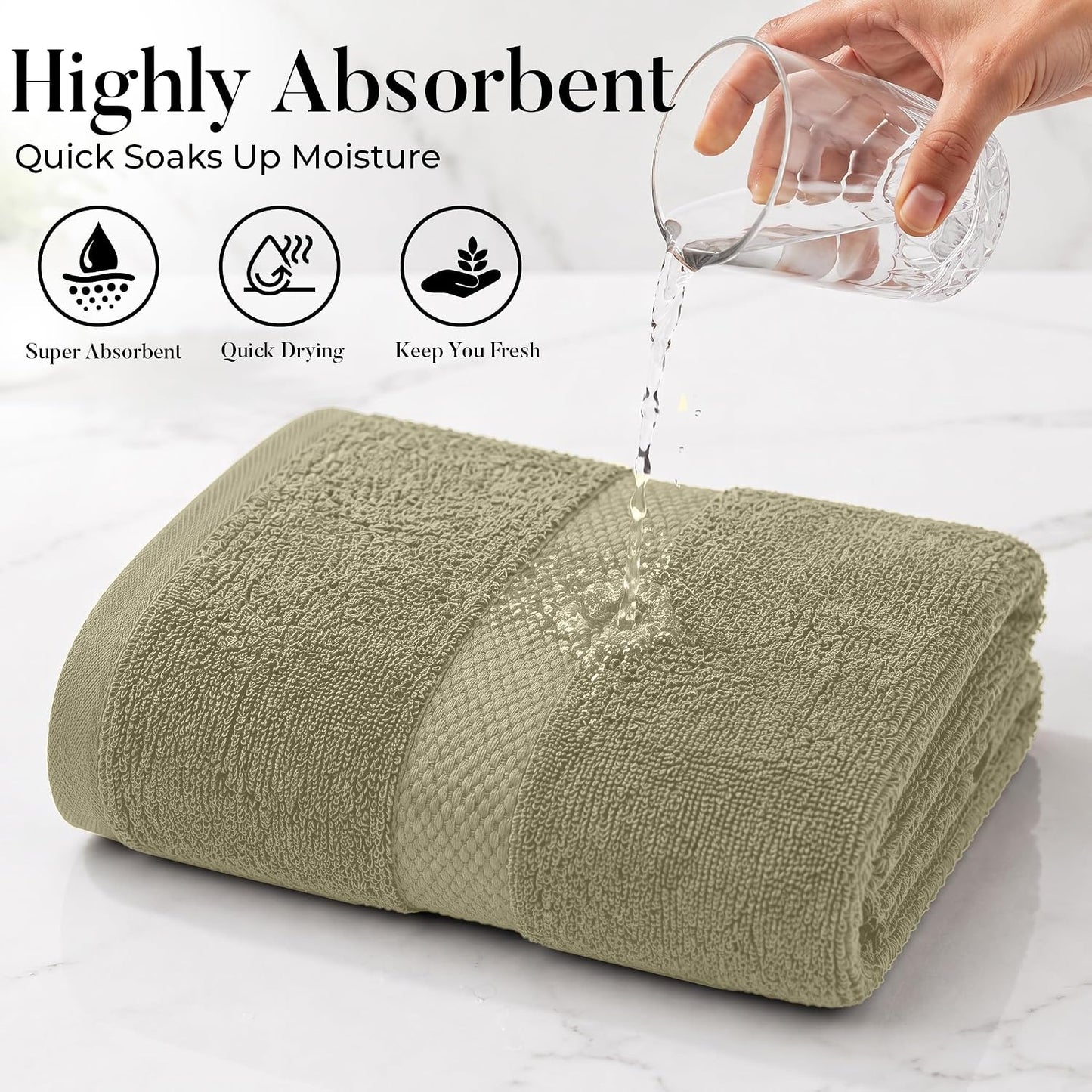 DAN RIVER 600 GSM Cotton Large Bath Towels Set of 4, 27 x 54 Inches, Beige | Larger & Lighter Weight Towels for