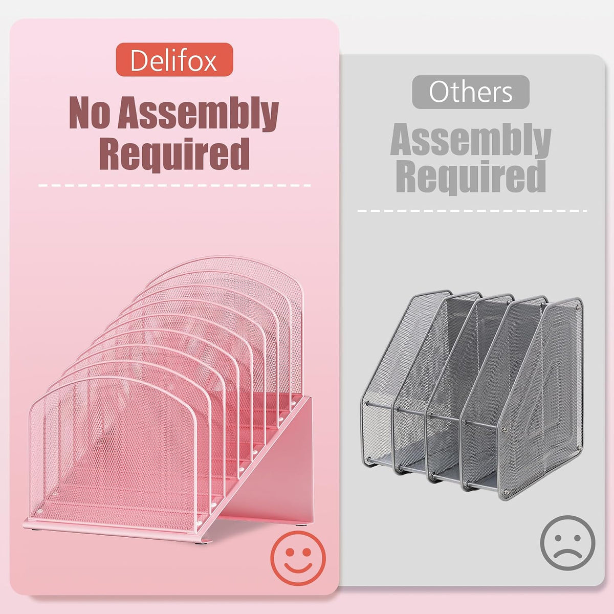 Inclined Desk File Organizer, 8-Section Upright Desk Organizer Standing File Sorter for Office Classroom Desktop