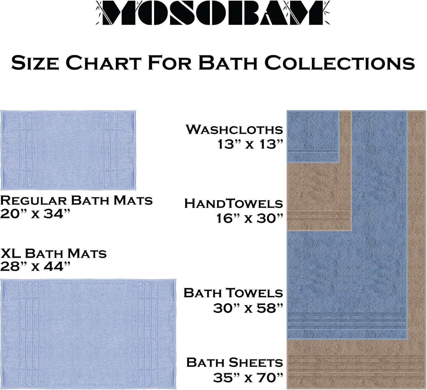 8 Piece Turkish Bath Towel Set, 30 x 58 in, 700 GSM, Allure Blue | 2 bath towels, 2 hand towels and 4 washcloths, 700
