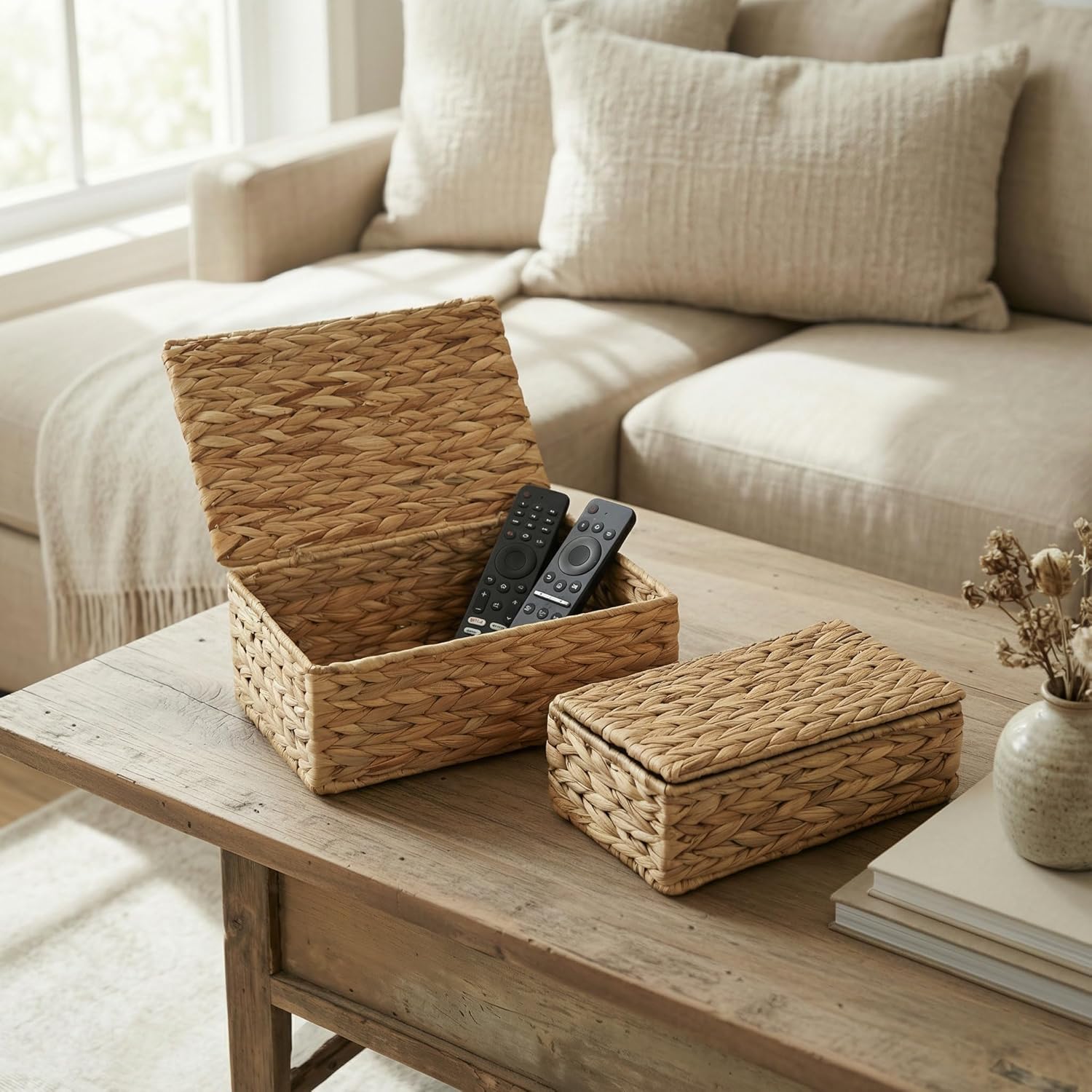 Wicker Organizer Bins for Your Shelves & Home Decor / Set of 2