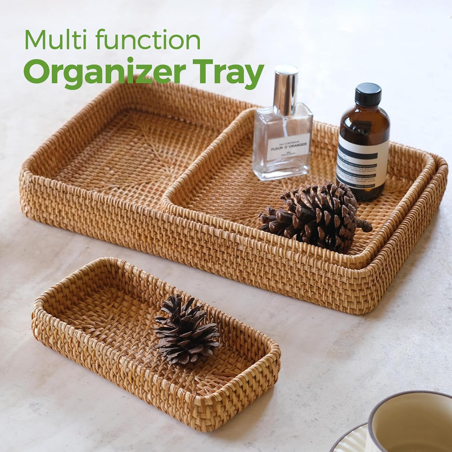 Rattan Serving Tray / Natural / Set of 3