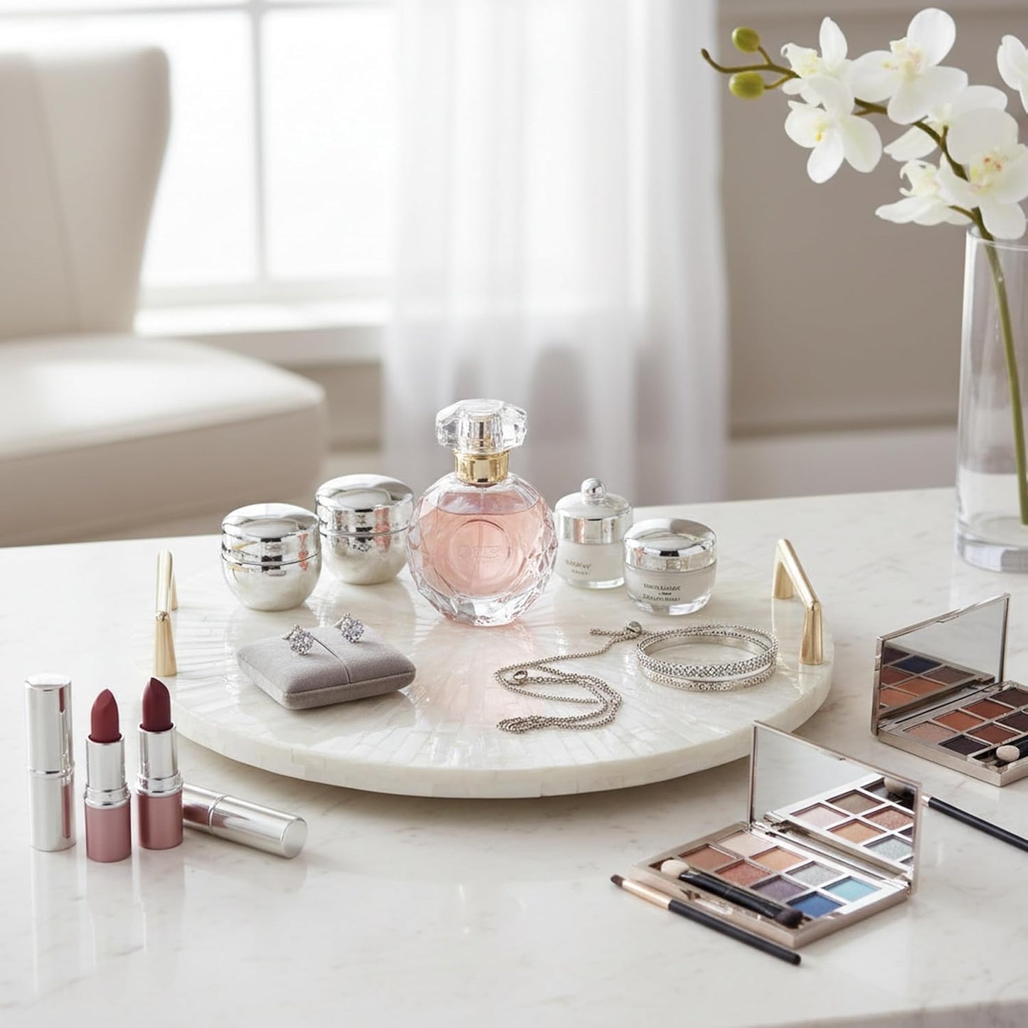 Vanity/Perfume/Trinket Tray / Cream Starburst