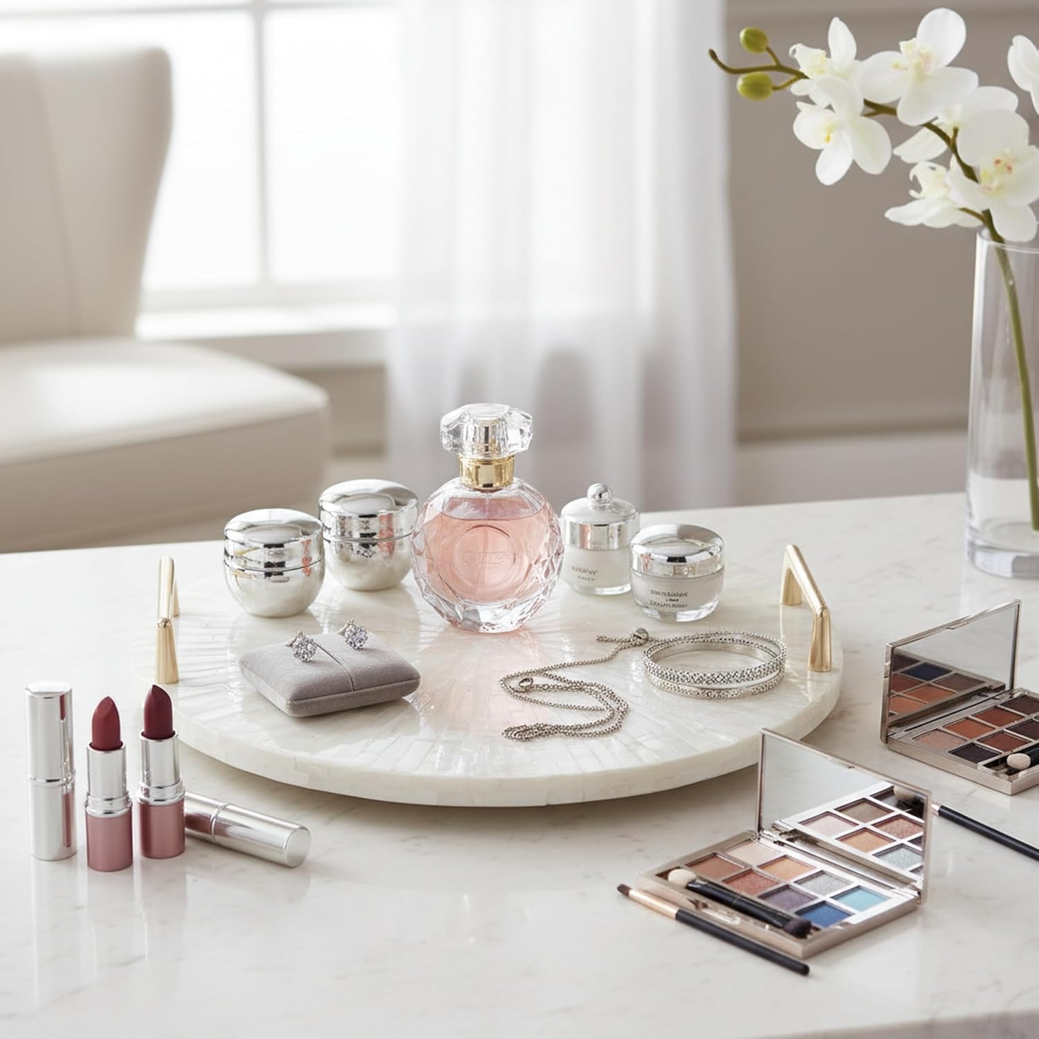 Vanity/Perfume/Trinket Tray / Cream Starburst