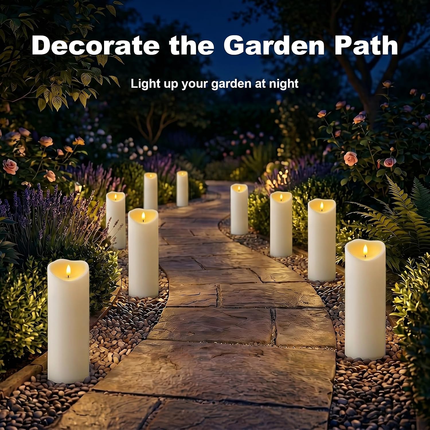 Amagic 4” x 12” Large Outdoor Candles with Timer Waterproof, Flickering Flameless Candles Battery Operated with Remote