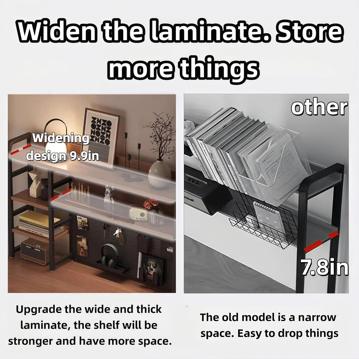 Desktop Bookshelf, pegboard Storage and Organization Rack, Dorm Desk Shelf, Desk Hutch, Desktop Storage for Office