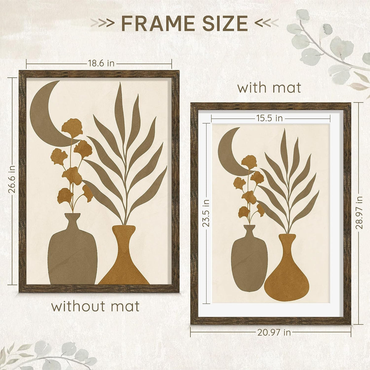 19x27 Rustic Brown Poster Frame, Picture Frame for Wall, 3 Pack | Fits 16x24 Photos With Mat or 19x27 Without Mat