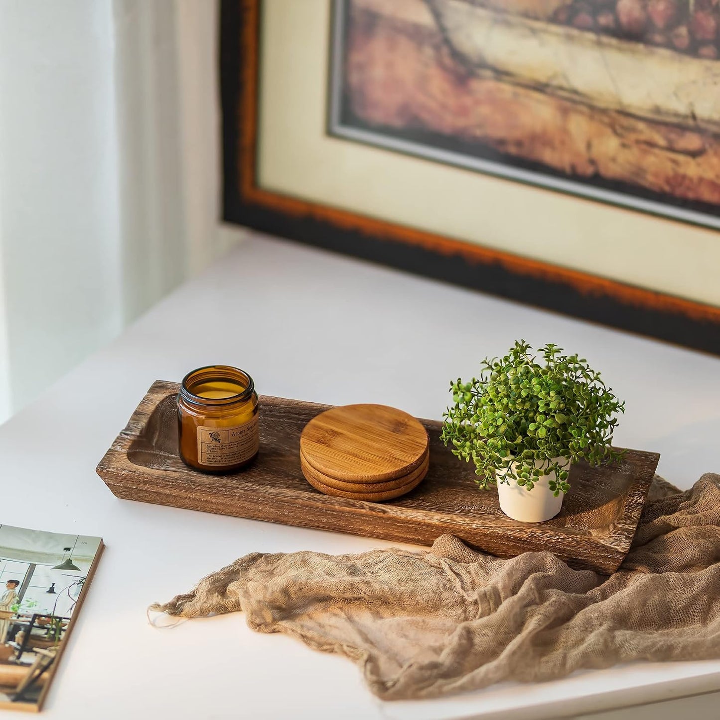 Wooden Tray for Candle Decorative