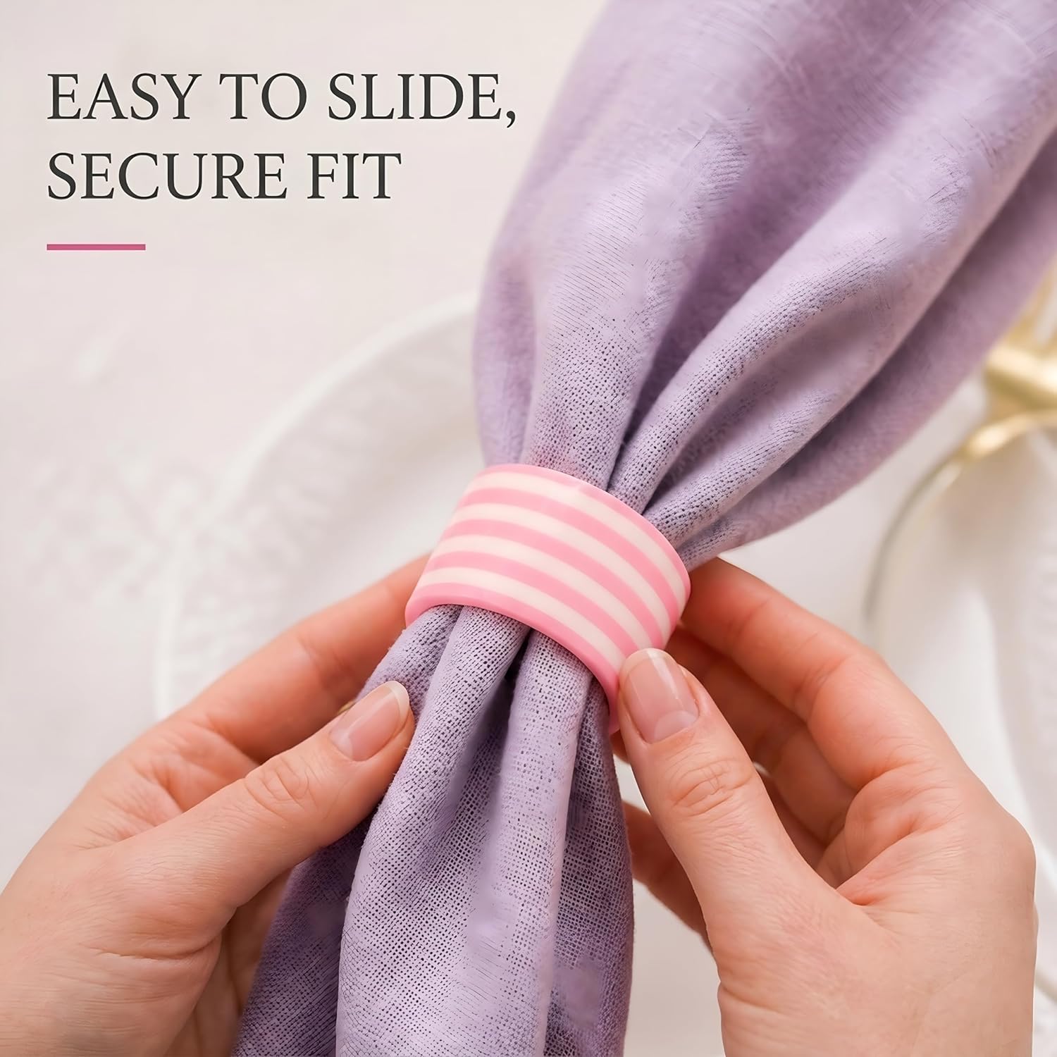 Pink Resin Napkin Rings for Weddings, Set of 12 | Epoxy resin, elegant pink finish, 2x2x1 in., cloth napkin compatible