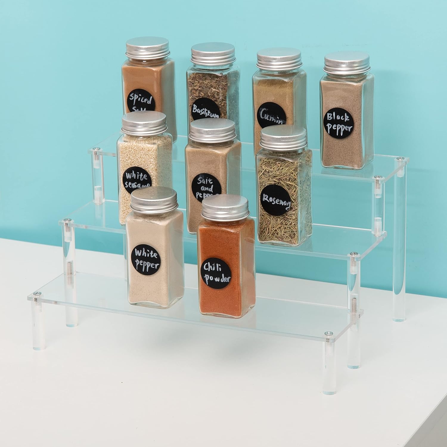 3 Steps Acrylic Display Riser Cupcake Stand Display for Decoration and Organizer / 3 Tier / Clear