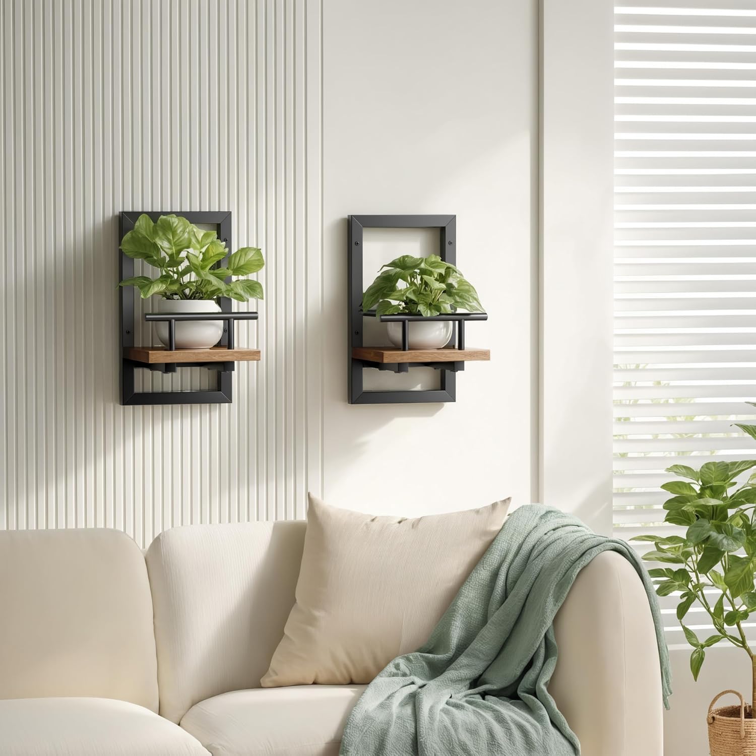 Floating Shelves / Wall Planters / Rustic Brown / Set of 2