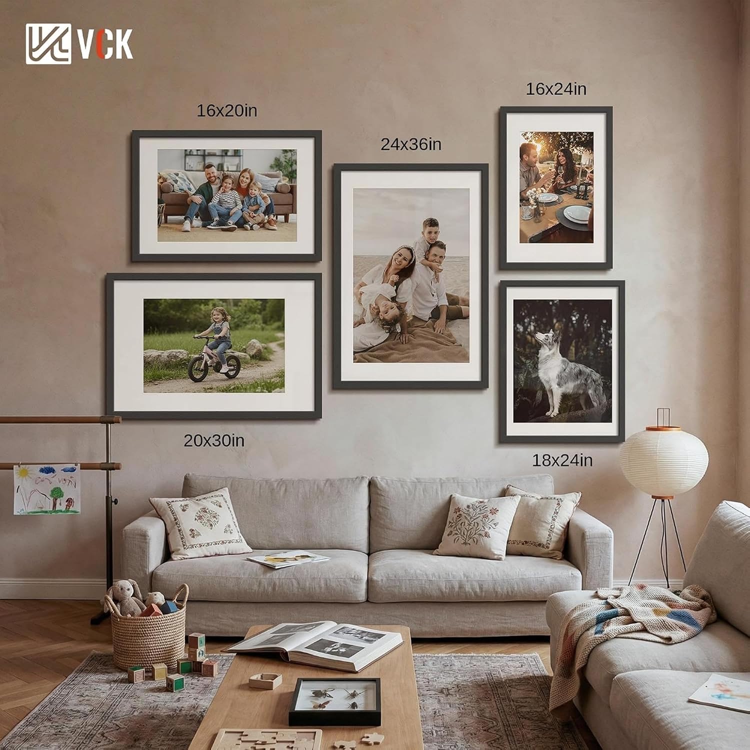 VCK 18x24 Frame 2 Pack, Black Wood, 16x20 Mat, for Concert Poster | Acid-Free Mat, HD Plexiglass, Vertical or