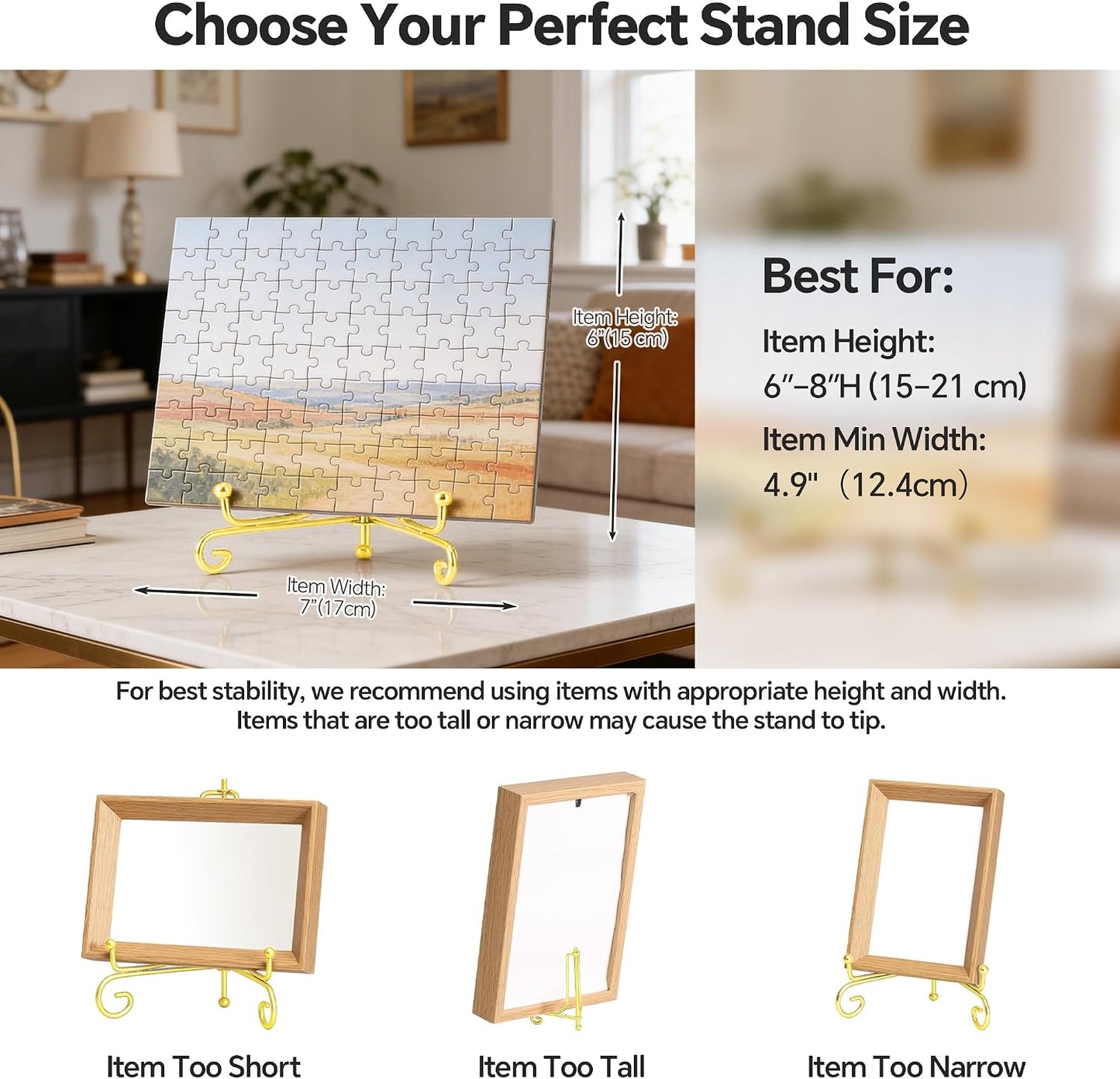 Metal Picture Stand / Gold / 6 Inch / Set of 4