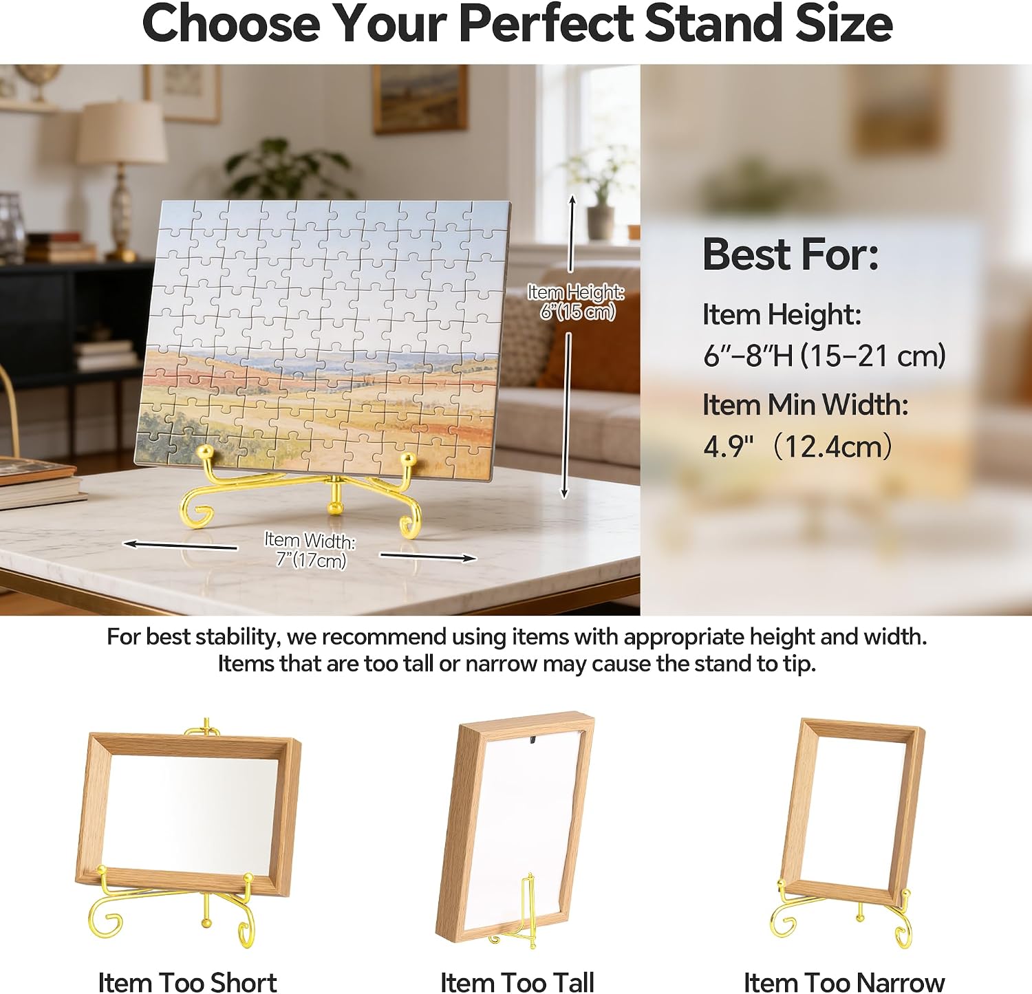 Metal Picture Stand / Gold / 6 Inch / Set of 4