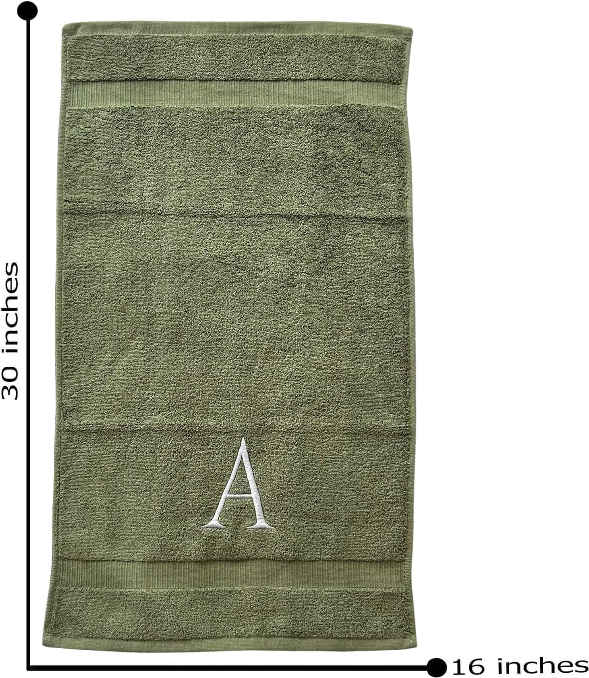 Sage with White Monogrammed Hand Towels for Bathroom - Set of 2 Letter T | Luxury Hotel Quality Initial Towels For