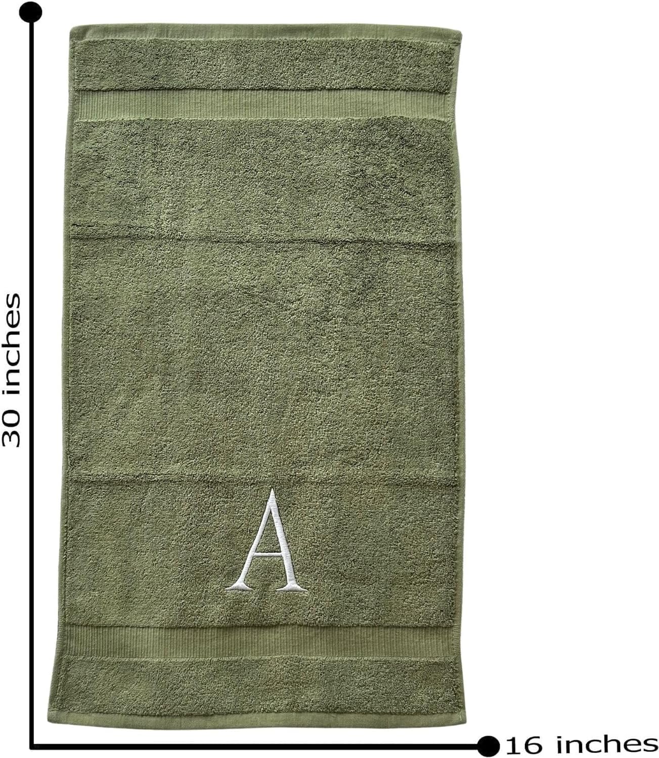 Sage with White Monogrammed Hand Towels for Bathroom - Set of 2 Letter D | Luxury Hotel Quality Initial Towels For