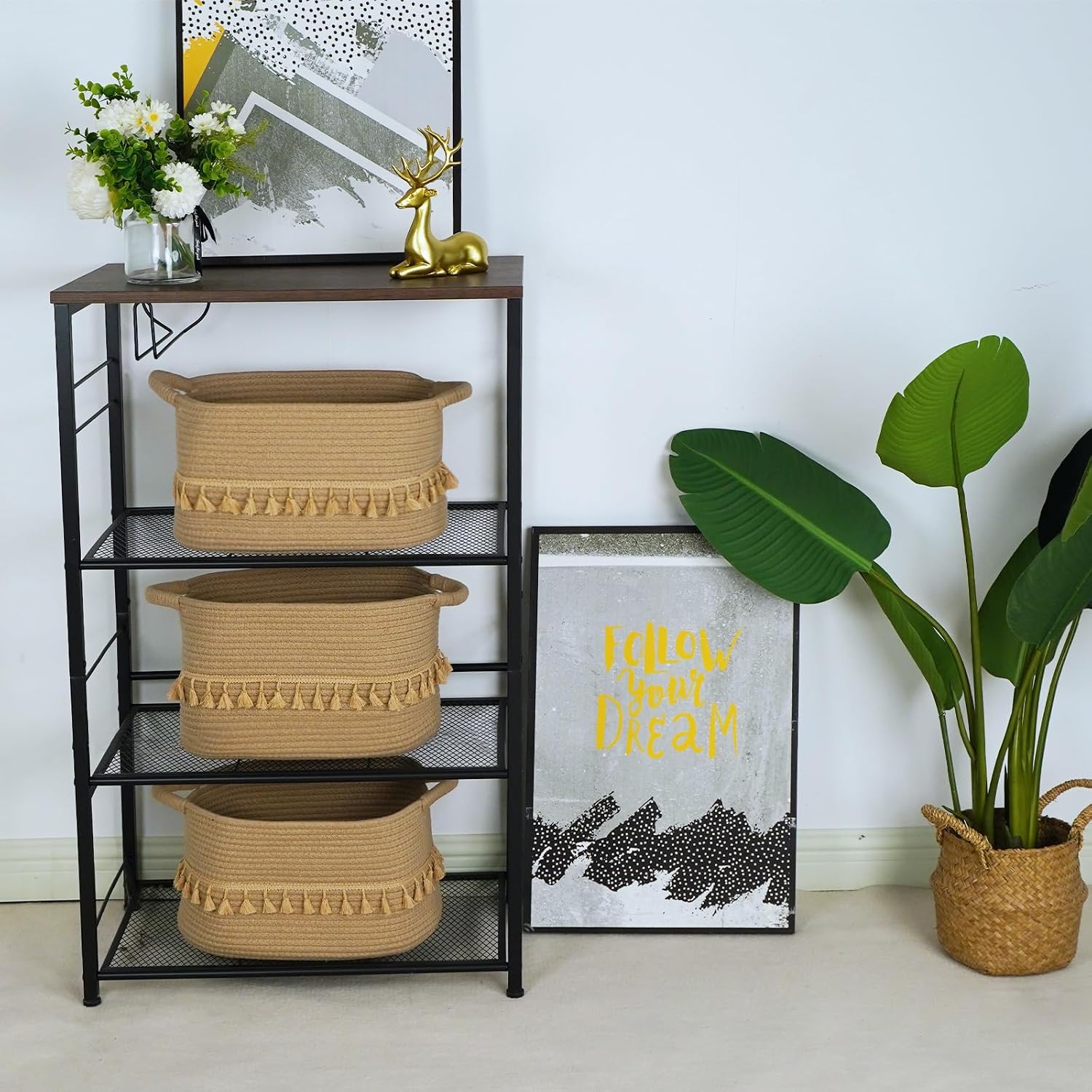 Decorative Basket / Rope Cotton Baskets for Toy / Jute / Set of 3