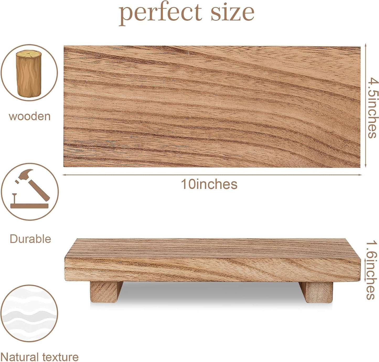 Small Wood Tray Pedestal Stand Farmhouse Bathroom Decor Decorative Wooden / Brown / 10 x 4.5 x 1.6