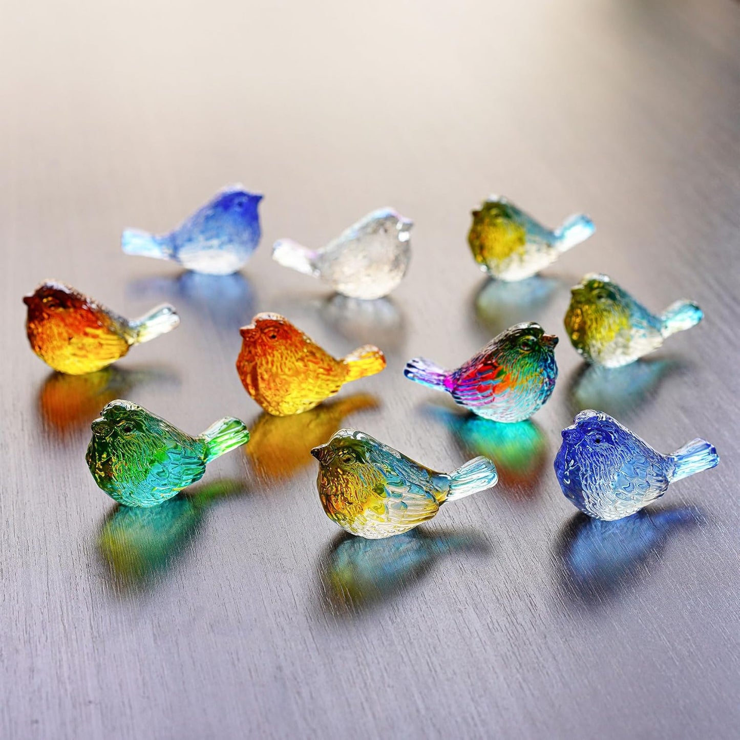 3'' Art Glass Birds Animal Collectible Figurines Gifts for Women / Colorful-3 / Set of 4